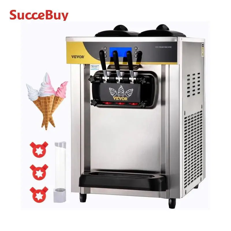 SucceBuy Ice Cream Maker 22-30L/H Yield 2200W Countertop Soft Serve Machine Frozen Yogurt Maker for Restaurant Snack Bar