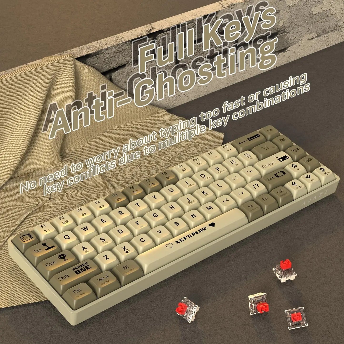 ATTACK SHARK AK680 60% Wired Mechanical Gaming Keyboard,Hot-Swappable,RGB Rainbow Backlit,UV Printing and EVA Sound Control