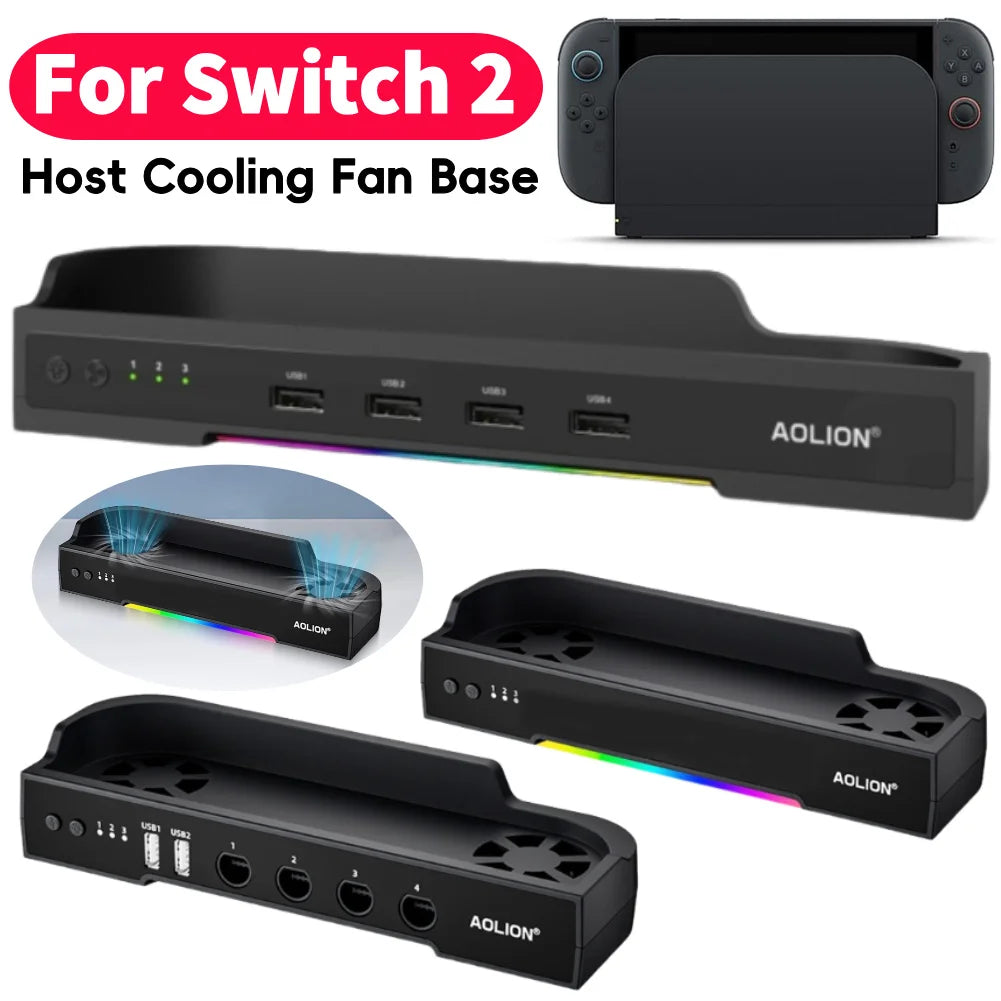 Cooling Fan Dock For Nintendo Switch 2 HUB Expansion Base NGC Wall Mount RGB Portable Heat Sink For Switch2 Game Consoles ﻿