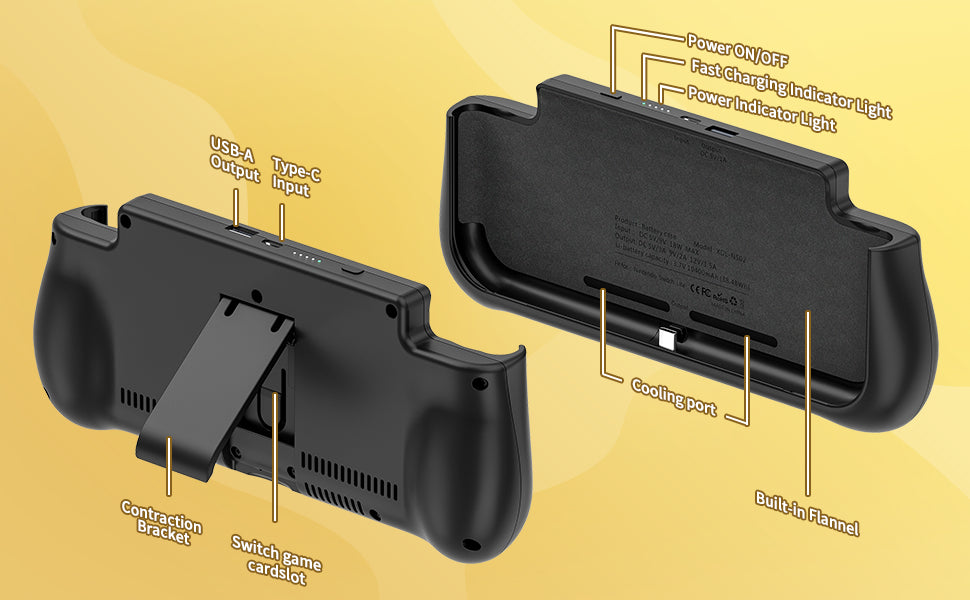 Battery Charger Case for Nintendo Switch Lite 10400mAh Portable Backup Charger Station Fast Charging Support PD & QC 3.0